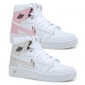 Kit 2 Tênis Bota Nike Air Jordan Branco Rosa e Branco Prata